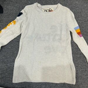Women's gap free city Cream/ grey Sweater with Colorful Sleeves